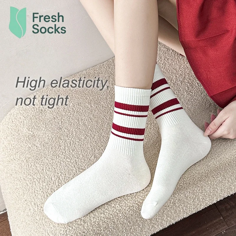 

5 пар женских осенне-зимних носков средней длины, универсальные модные креативные дышащие чулки, удобные повседневные носки для девочек