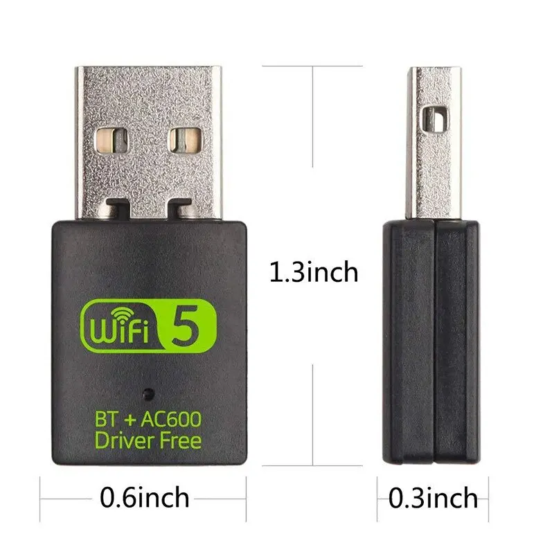 Dwuzakresowa bezprzewodowa karta sieciowa 600M Drive Free 5G Szybki odbiornik komputerowy Usb Bluetooth5.0 Wifi 2 w 1