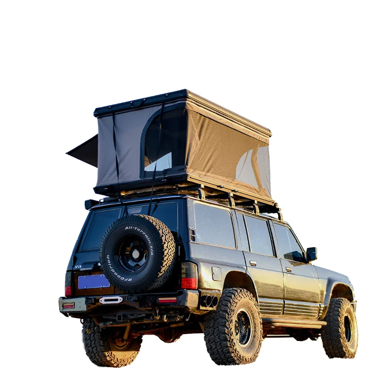 

600D Oxford Hard Shell Roof Top Tent Side-Opening Double Layer Aluminum Alloy Waterproof Sunproof for Self-Driving Tour Camping