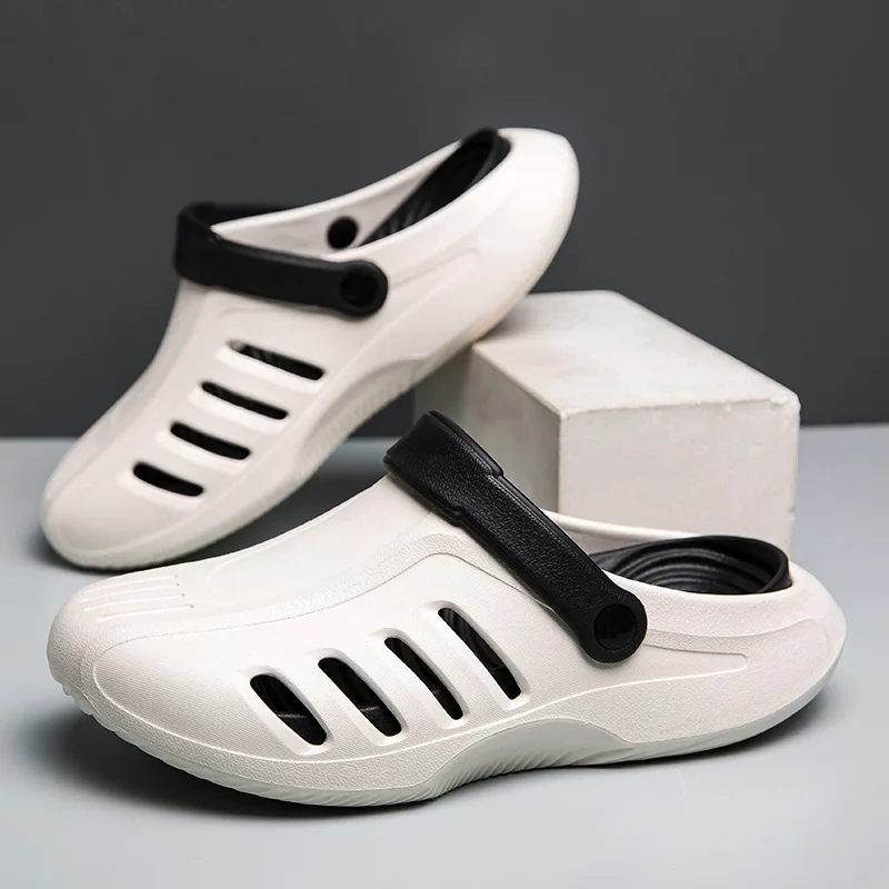 2026 Men's Summer Sports Shoes, Anti Slip Beach Sandals, Wear-resistant EVA Anti Odor Color Blocked Toe Cap Thick Soled Slippers
