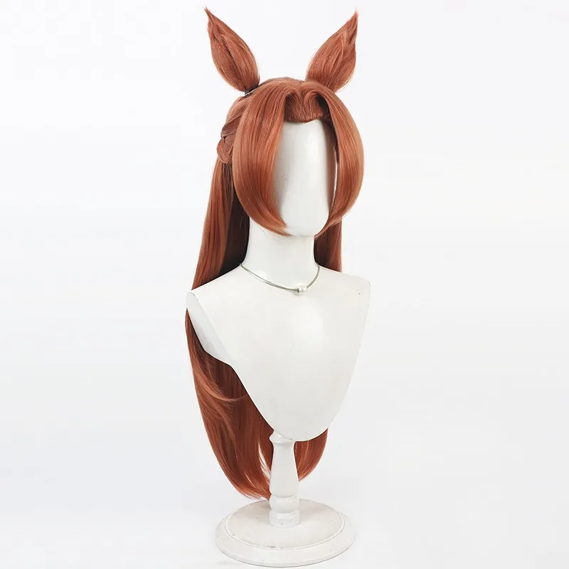 Game Uma Musume Pretty Derby Kawakami Princess Cosplay Wig Ears Tail Halloween Costume Prop Synthetic Hair Heat Resistant Fiber