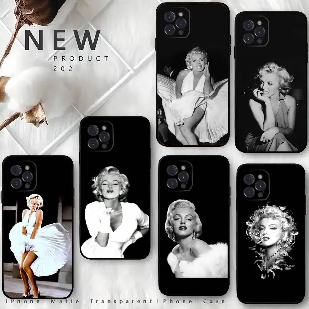 

Sexy Girl M-Marilyn M-Monroe Phone Case For iPhone 16,15,14,13,12 Mini 11 Pro XR,X,XS,MAX 7,8 Plus Silicone Cover Soft Black