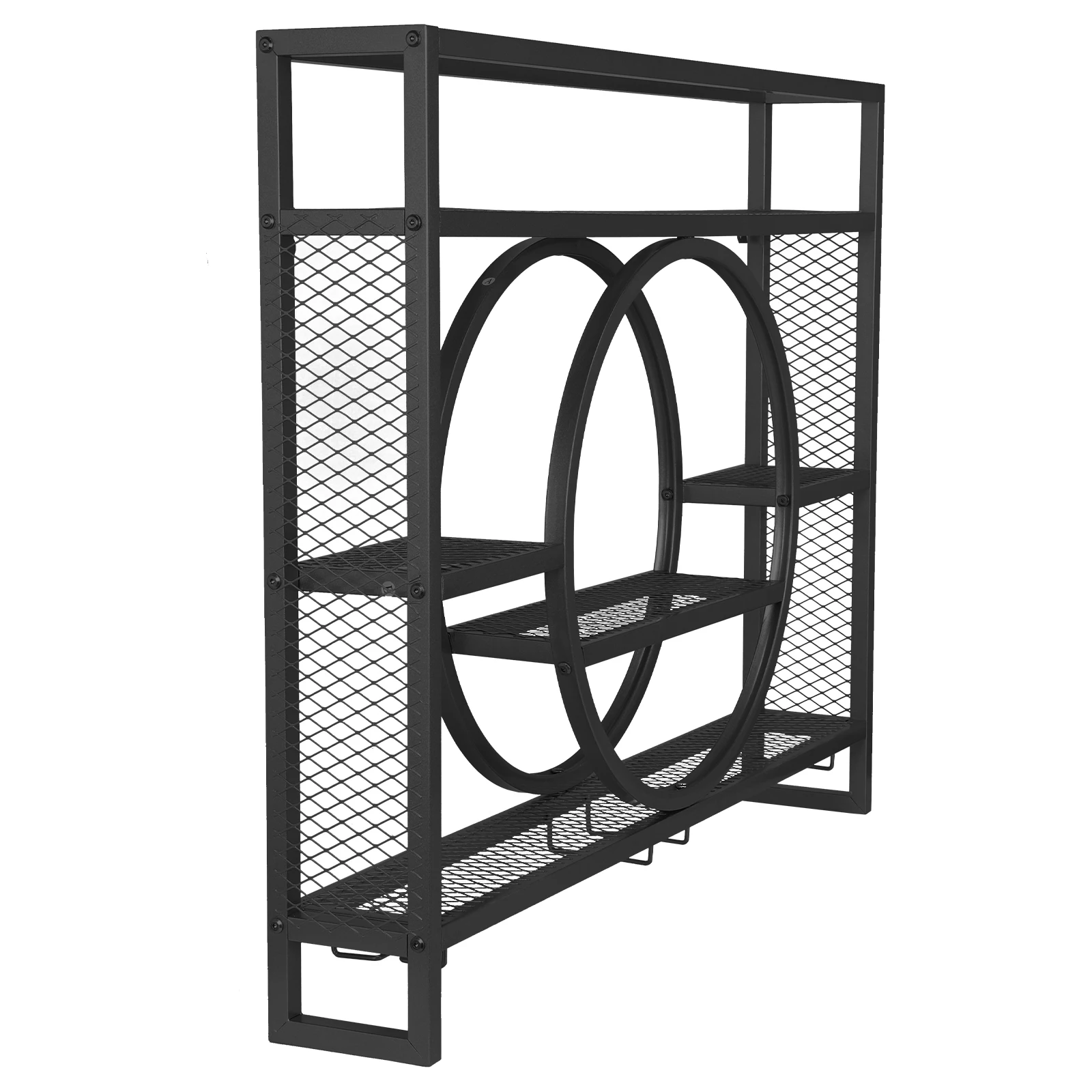 

Wall Bar Cabinet Mini Bar Metal Wall Mounted Wine Rack 3 Tier with LED Light with Wine Glass Holder for Home Bar & Dining Room