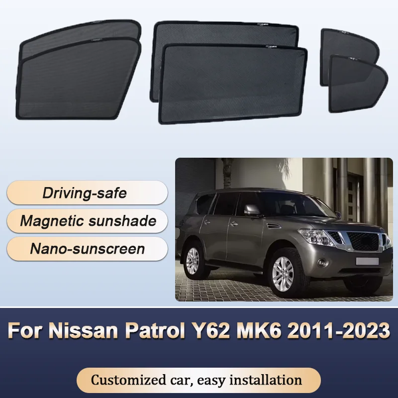 

Sun Shades For Nissan Patrol Y62 MK6 2011-2023 Sunshades Magnetic Heat insulation Curtains Privacy Window Visor Car Accessories
