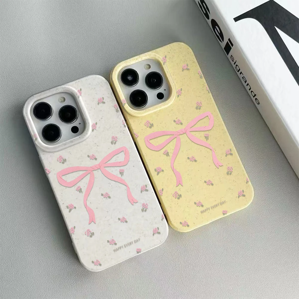 

Чехол для телефона с розовым бантом для iPhone 16 15 14 Plus 13 12 11 Pro Max XR XS Max 7 8 Plus, мягкий чехол Funda для Iphone 16 15 14 Plus