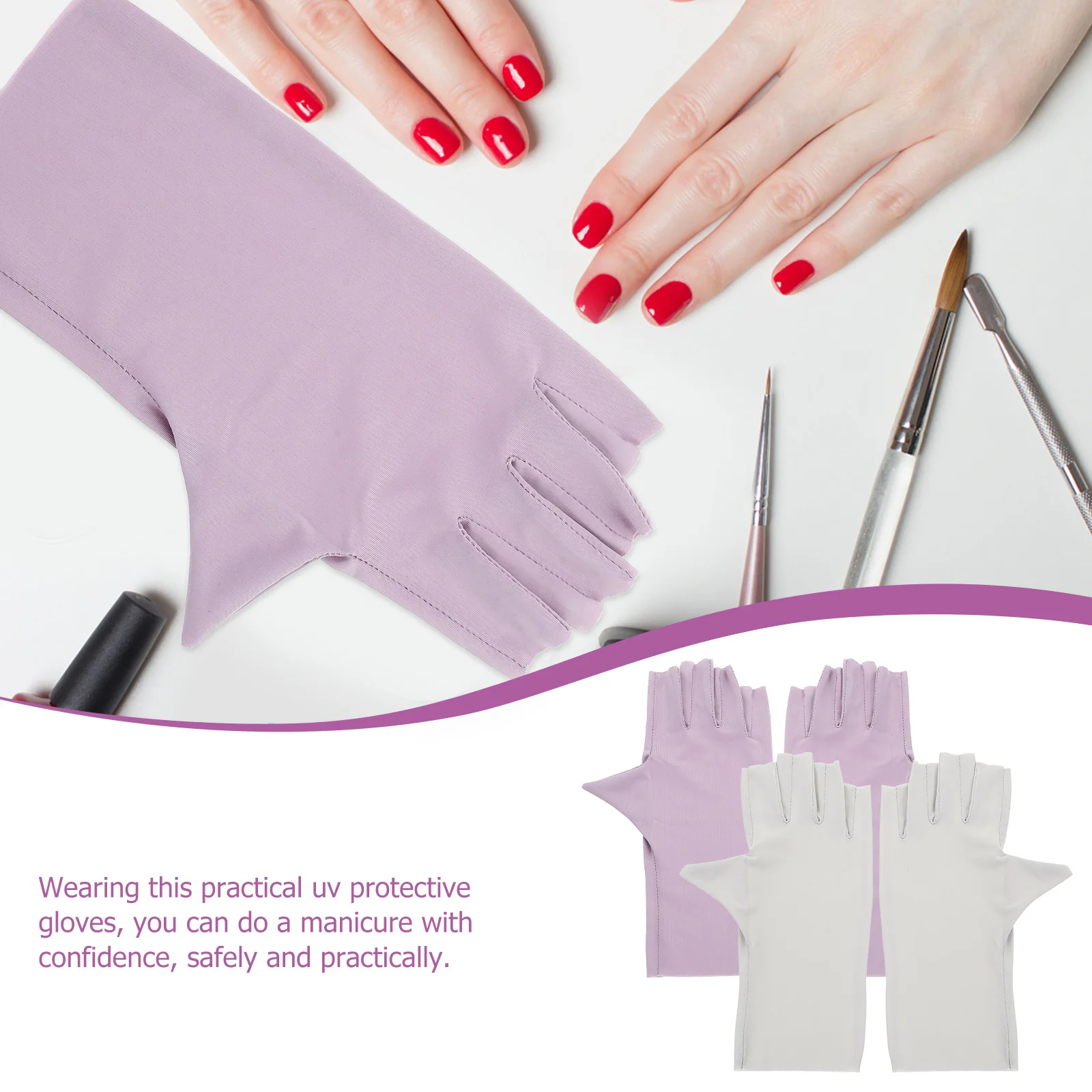 

2 пары солнцезащитных перчаток, анти-УФ-маникюр, удобная одежда без пальцев, аксессуары для ногтей, солнцезащитные перчатки