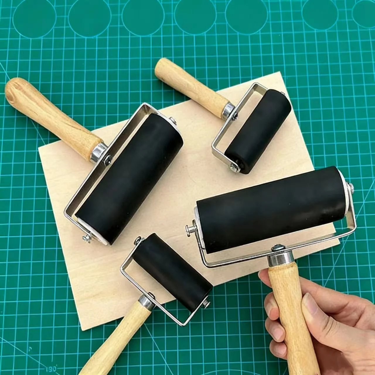 3.5/6/10cm Rubber Brayer Roller for Printmaking,Gluing,Engraving,Wallpapers for Printing Ink Blocks,Craft Stamping