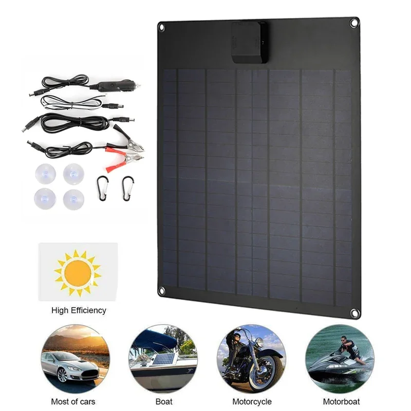 5V 50W/100W Portable Solar Panel USB Outdoor Mobile Power DIY Travel Cell Phone Charger Car Yacht 12V Battery Pack Power Panel