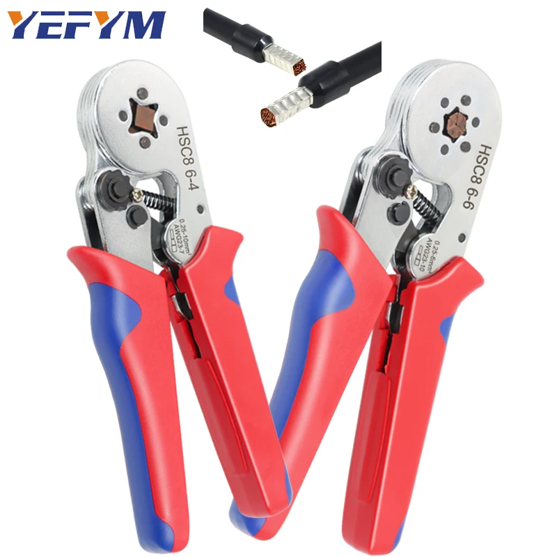 HSC8 6-4/6-6 Ferrule Sleeves Terminal Crimping Tools Mini Electrical Pliers Chromium Plating Wire Connection Repair White Clamp