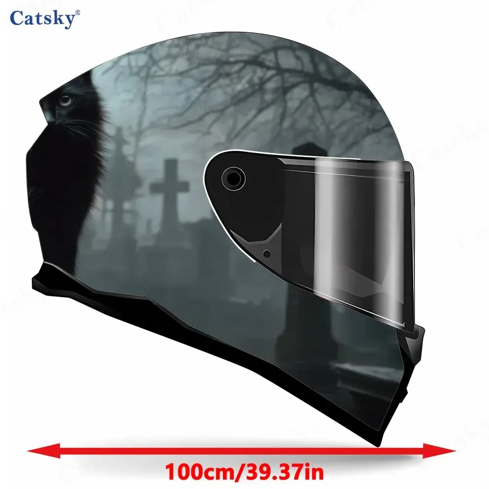 Grave cat PVC material self adhesive waterproof motorcycle helmet sticker, paste firmly and do not fall, waterproof and weather