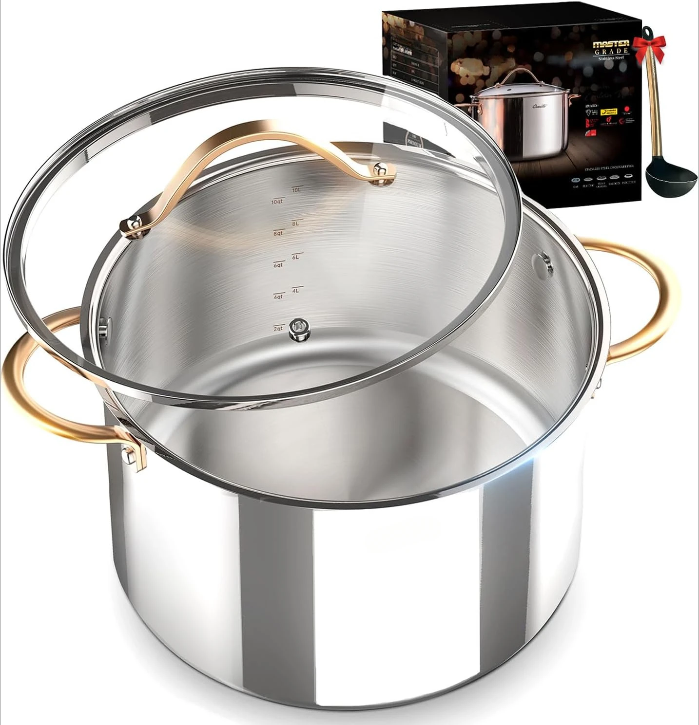 

Stock Pot 12 Quart, 18/10 Tri-Ply Stainless Steel All Clad Stock Pot with Lid, Seamless 12 QT Soup Pot with Copper Handle