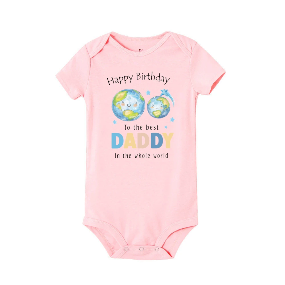 Happy Birthday To The Best Daddy in The Whole World Print Baby Romper Dad Birthday Party Infant Outfit Bodysuit Newborn Jumpsuit