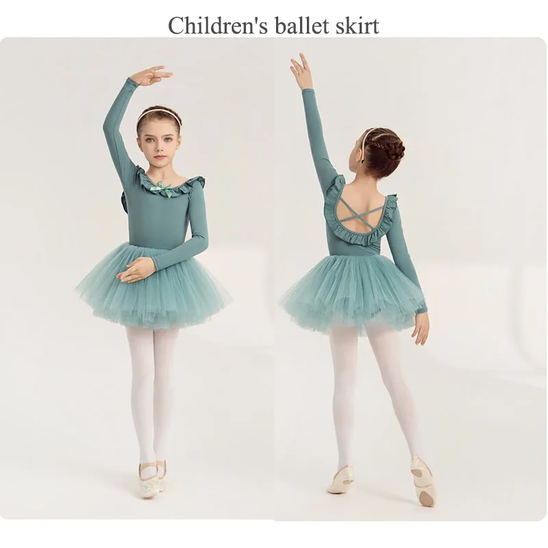 girls-ballet-dance-tutu-dress-kids-long-sleeve-dance-clothes-gauze-skirt-tulle-bowknot-dress-dancing-skirt-clothing