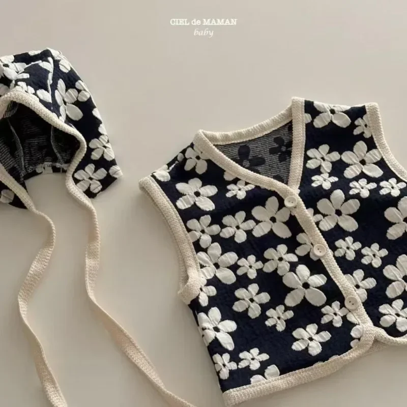 Bellbell Herbstweste für Mädchen mit Mütze, Baby- und Kleinkindweste mit Blumenmuster, ärmellose Jacke für Kleinkinder, Weste mit V-Ausschnitt. – Detail 2