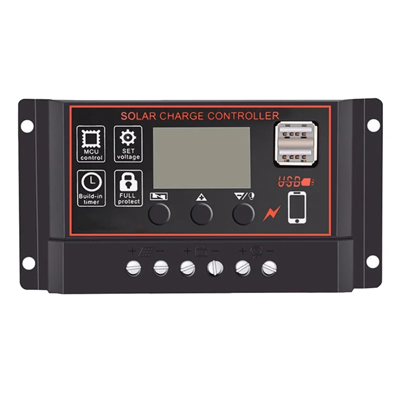 Pengontrol Panel surya 100A, pengatur baterai Panel surya tampilan LCD 12V 24V dengan Port USB