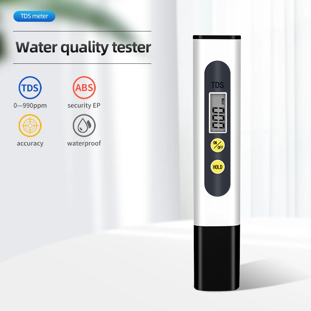 Filtro di purezza della qualità dell\'acqua digitale TDS Meter Display LCD TDS Tester 0-9999 PPM Temp Pen Design per acquari idroponici