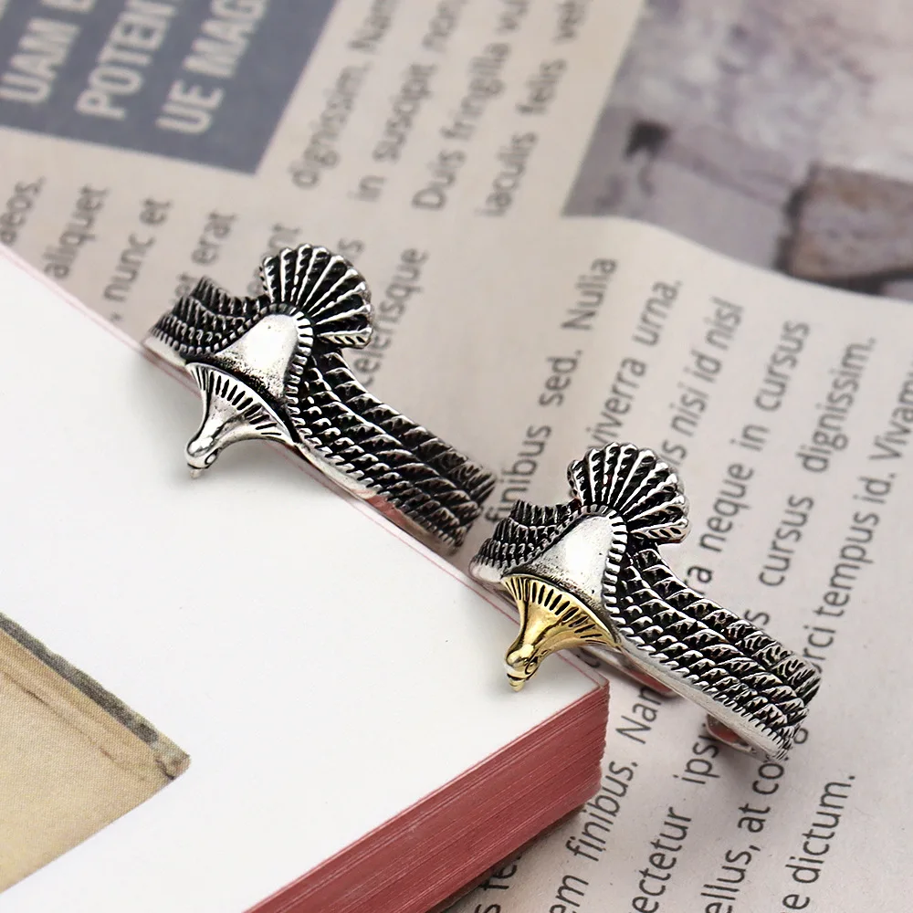 LIVVY Silver Color New Style Eagle Wings Geometry Adjustable Ring For Woman Man INS Personality Jewelry Gifts