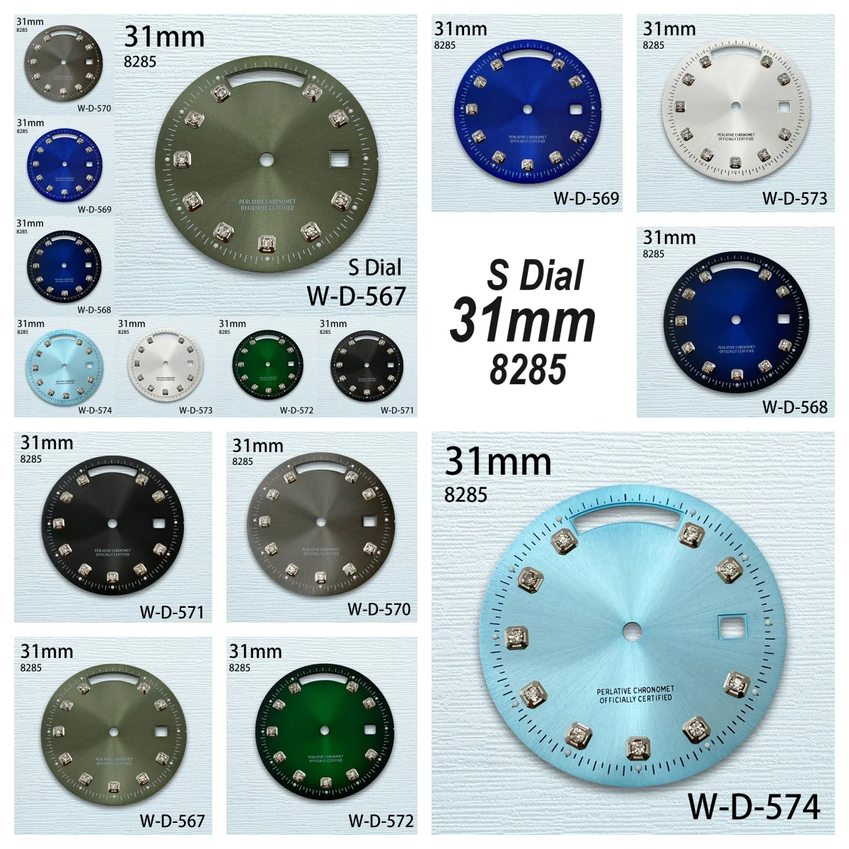 

31mm S Logo Day and Date Dial Fit 8285 Movement High-Quality Diamond Dial Watch Modification Accessories