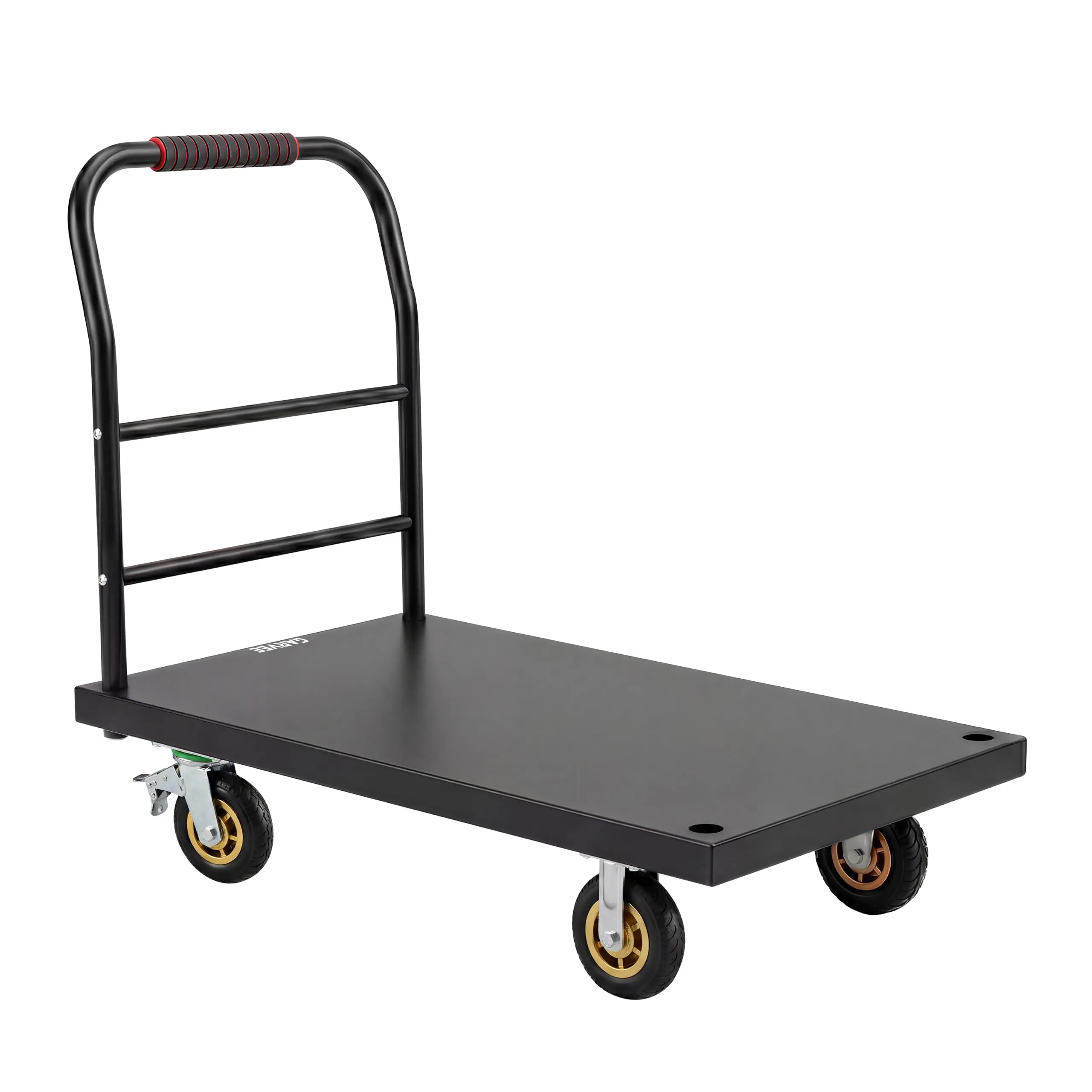 Heavy Duty Platform Truck 2000 Lbs Capacity Flatbed Cart 47 X 24 In Steel Hand Cart Detachable Handle 360 Degree Swivel Casters For Warehouse Garage Workshop