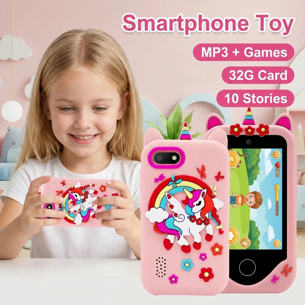 

Toddler Smartphone Toy with Camera MP3 Player Pretend Phone Kids Educational Learning Cell Phone Gift for Girls Boys Birthday
