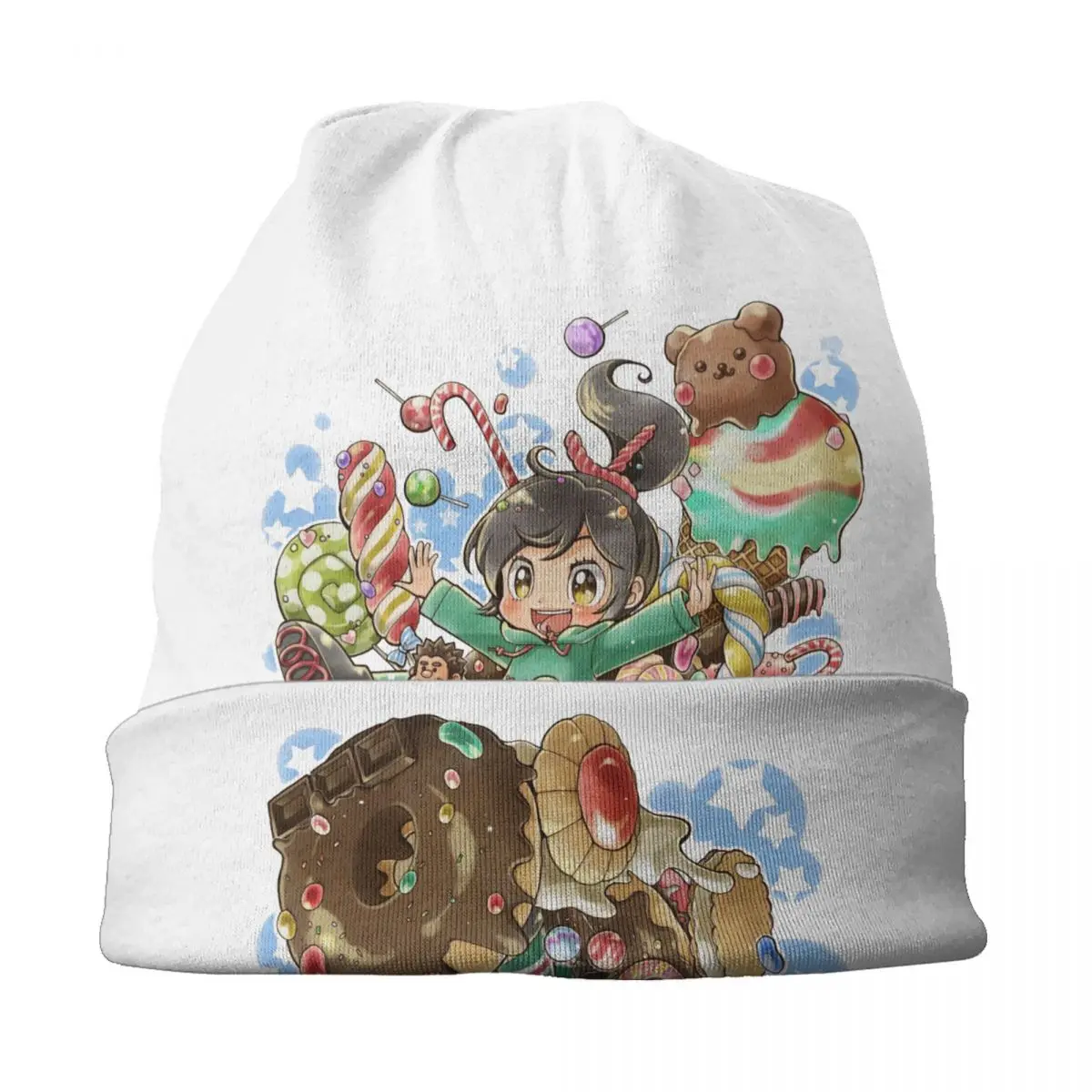 Custom Wreck-It Ralph Wallpaper Anime Skullies Beanies Caps Fashion Winter Warm Women Men Knitted Hat Unisex Adult Bonnet Hats