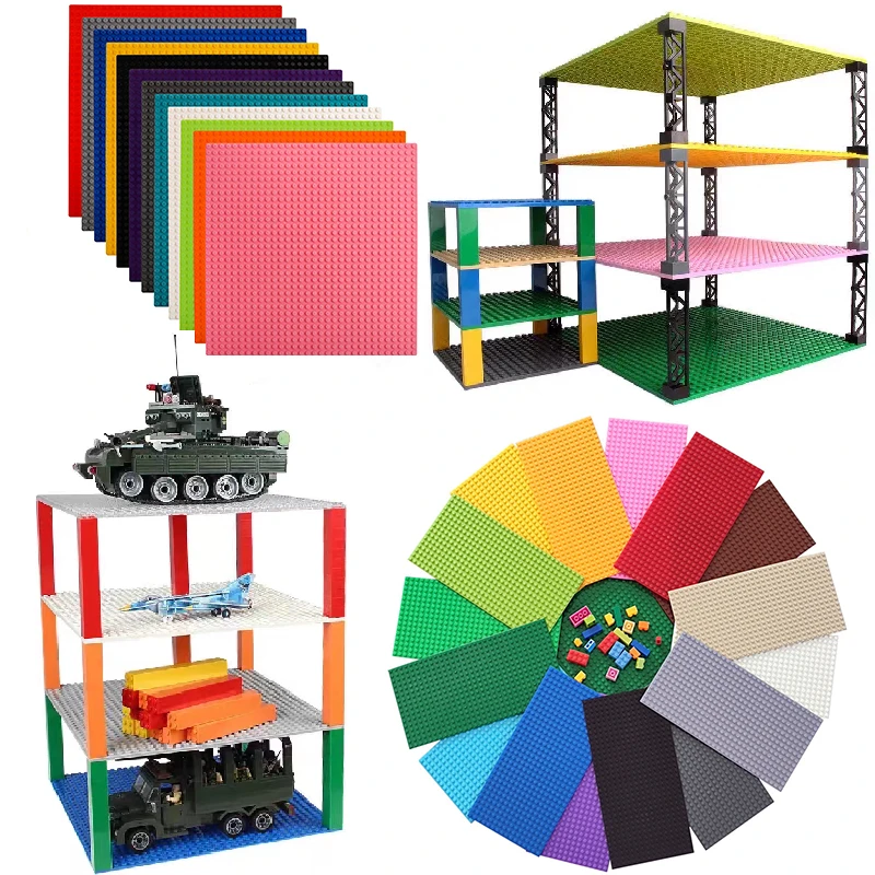 Single/Double Sided Building Plates 32x32 16x16 16x32 Dots DIY Simulated Scene Block Base Plates Compatible with Major Brands