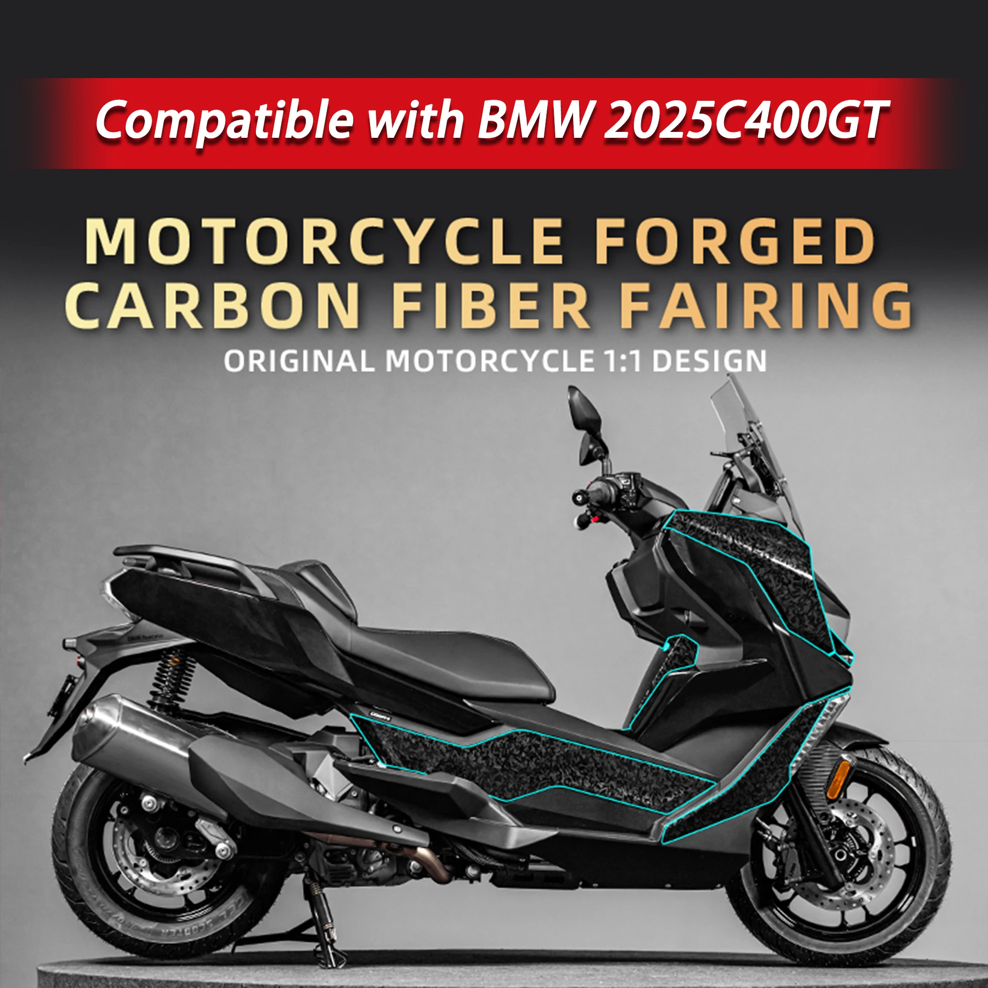 Compatible With 2025 BMW C400GT Forged Carbon Fiber Decal Motorcycle Protective Sticker Anti-Scratch Body Film Accessories