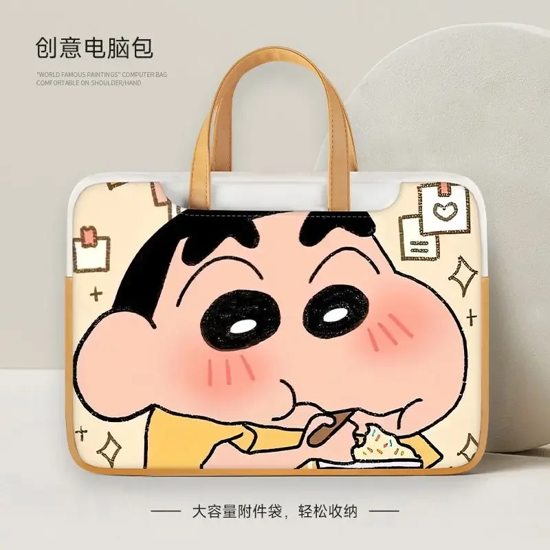 New Disney cartoon cute Stitch portable large capacity Crayon Shin-chan 14 15.6 16 inch pu laptop bag tablet storage bag gift