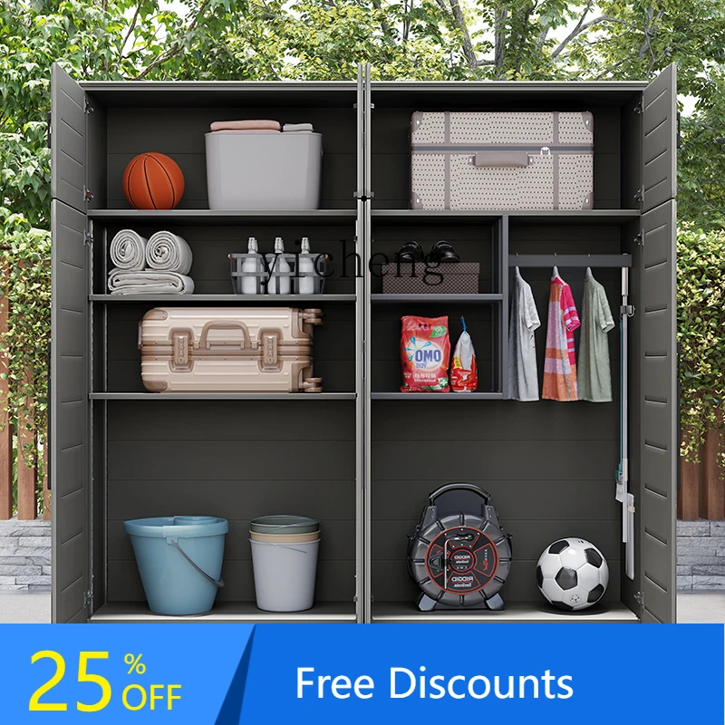 CF خزانة خارجية للحماية من المطر والشمس، سعة كبيرة، خزانة ذات سعة كبيرة، خزانة تخزين أدوات من سبائك الألومنيوم