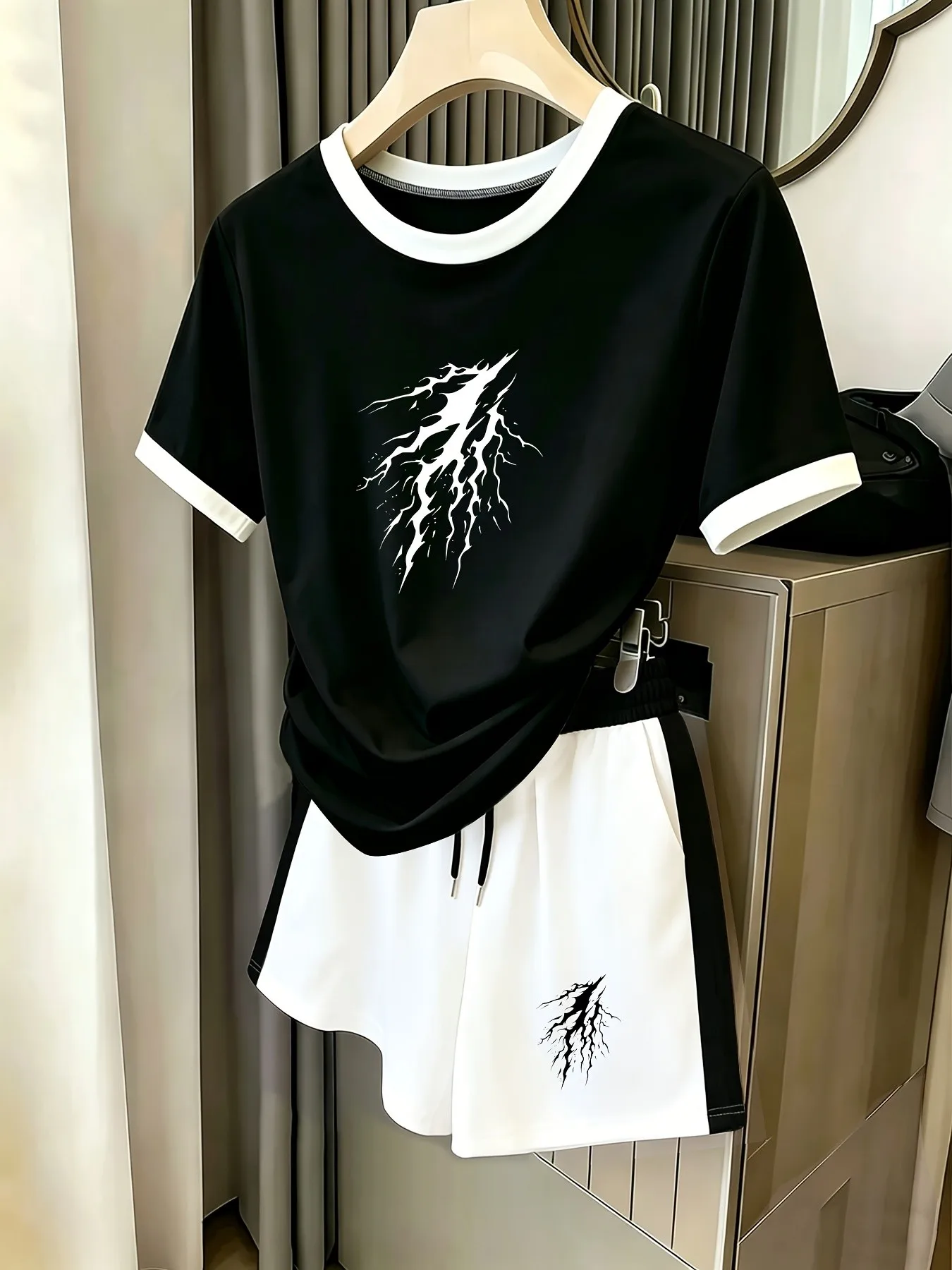2026 Summer New Street Fashion Casual Versatile Comfortable 3D Pattern Printed Women's Short-Sleeve Shorts Set