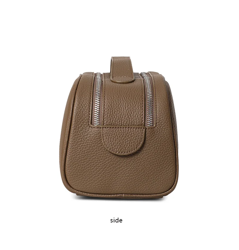 Damen-Kulturtasche aus genarbtem Leder, große Reise-Kosmetiktasche mit Griff, ideal für Reisen und den täglichen Gebrauch – Detail 12