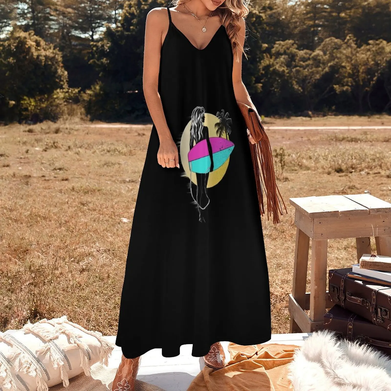 Surfing girl,surf,surfer T-shirt. Sleeveless Dress women's fashion dresses elegant women's dresses sale summer dresses