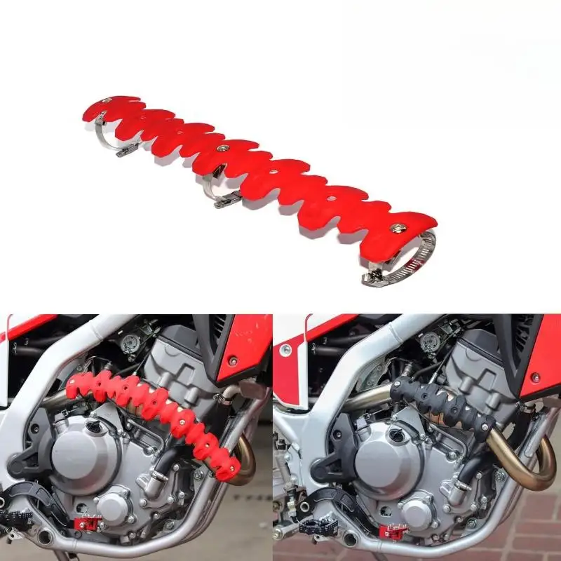 Motorcycle Exhaust Pipe Silicone Heat Shield Protector Anti Scald Guard Cover With Clamp For Dirt Bike Off Road Motorbike Repair