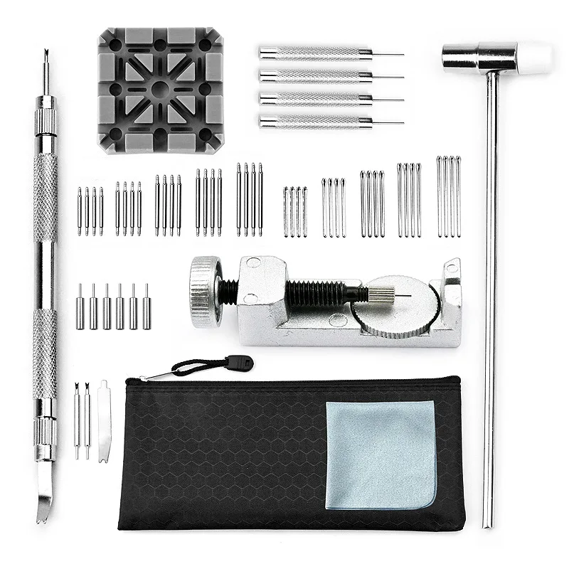 

59 piece watch repair tool set, strap disassembly and adjustment, portable tool bag, multiple sizes compatible, durable material