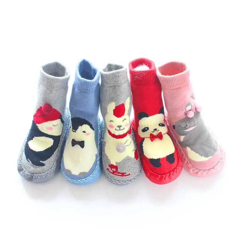 Baby Floor Socks Non-slip Dot Glue Knit Granule Autumn and Winter Cute Cartoon Wool Circle Thickened Toddler Shoes