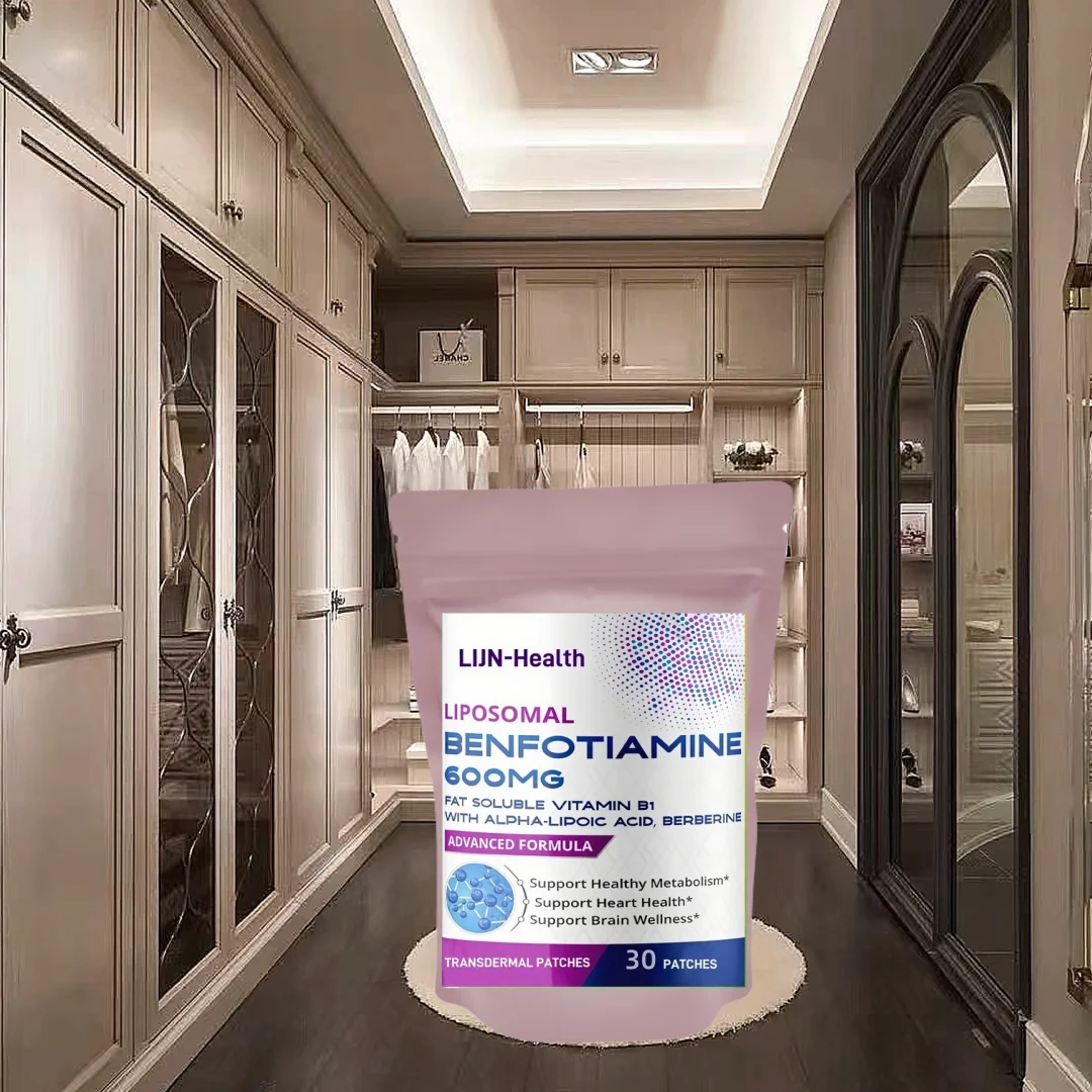 30 parches Benfotiamina (vitamina B1) soluble en grasa) Parches transdermicos con ácido alfa lipópico: apoya el metabolismo saludable