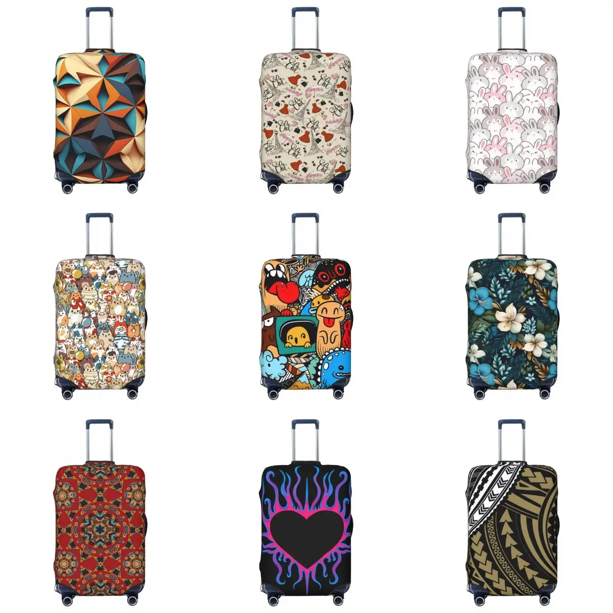 

Geo Print Suitcase Cover Fashion Abstract Vintage Business Protection Vacation Fun Luggage Supplies