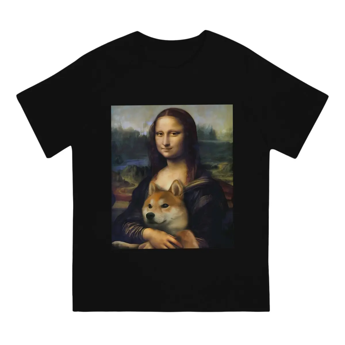 SHIBA INU MONA LISA T Shirt Homme Men's Tshirt O-Neck