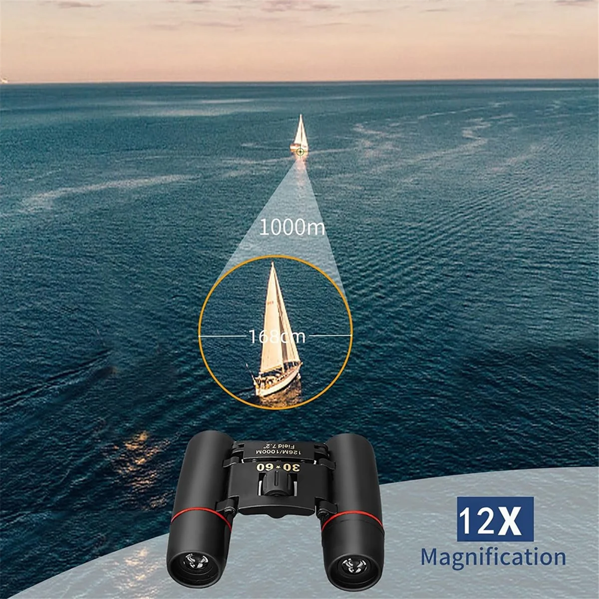 Red Film 30x60 Binoculars, High-Definition Mini Portable Outdoor Binoculars, Suitable for Bird Watching and Travel Rich