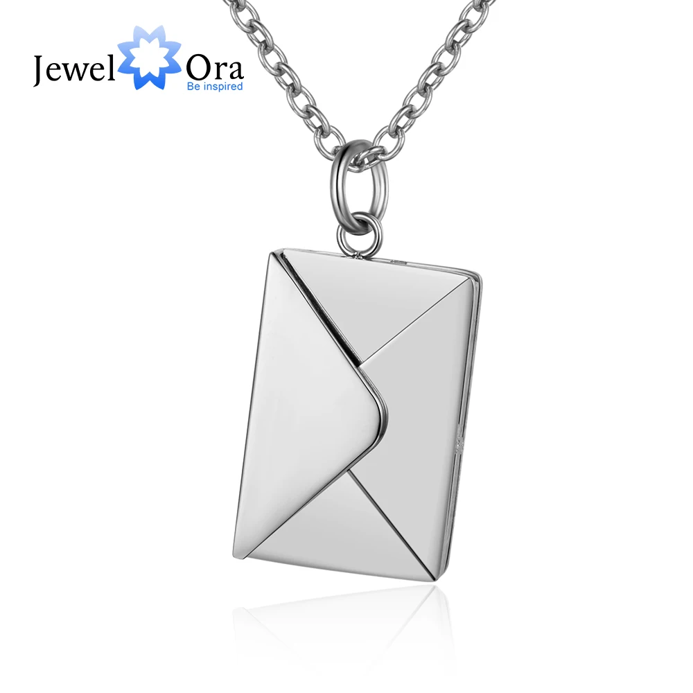 Personalized Engraved Stainless Steel Necklaces for Women Romantic Love Letter Envelope Pendant Jewelry Christmas Promist Gifts