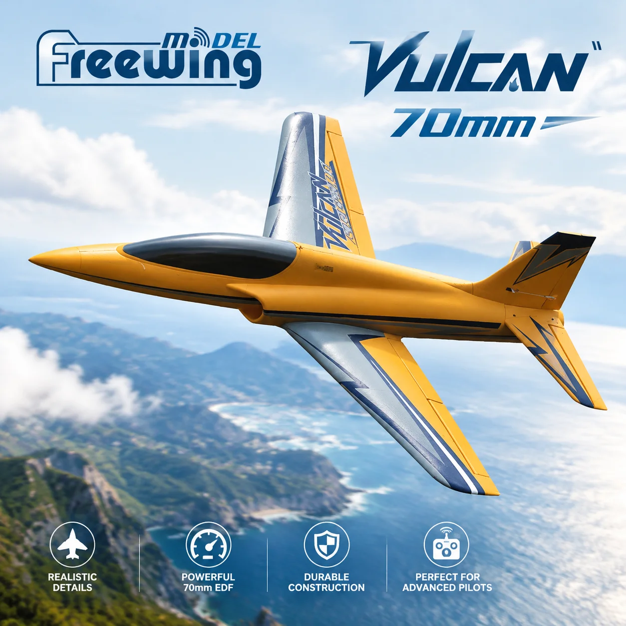 Freewing Remote Control Airplane Model 70mm VULCAN Ducted Fan Flightline EDF Jet 3D Sports Racing Machine 6S Foam Aircrafts Toy