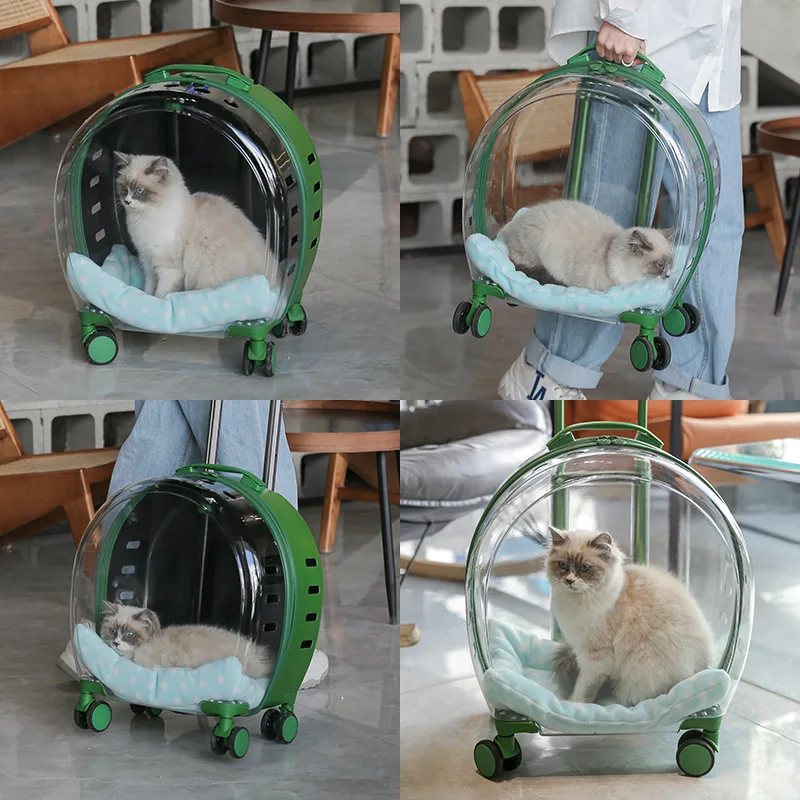 Pet Transparent Pull Lever Box Multi-function Breathable Cat Bag Cat out Portable Portable Space Capsule Pet Cart