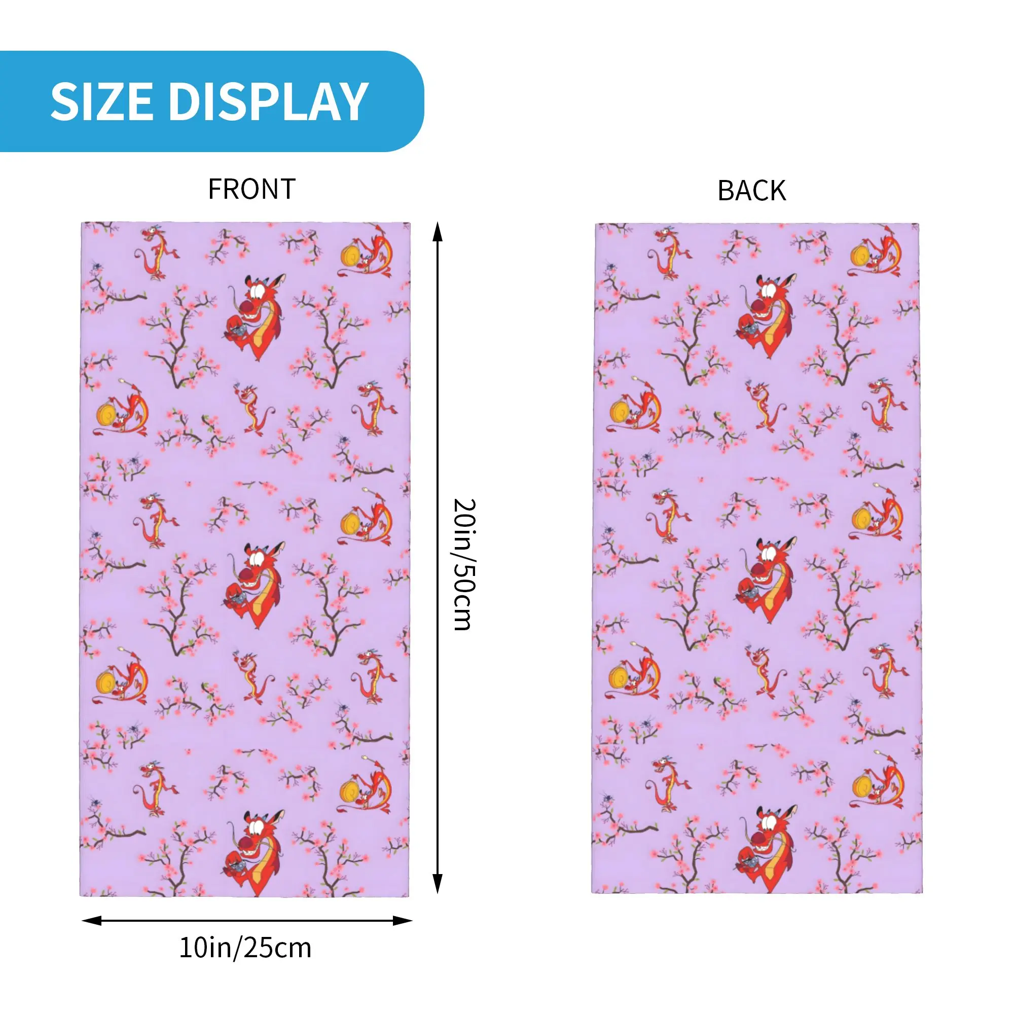 Custom Animation M-Mushu Bandana Winter Neck Warmer Women Windproof Wrap Face Scarf for Hiking Film Gaiter Headband