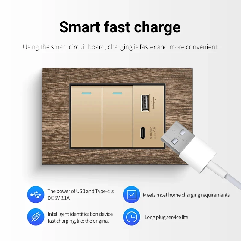 PSSRISE 118 Brazil EU Thai US ścienne gniazdo zasilające z ładowarką 5V 2.1A rodzaj USB-c Panel oświetleniowy drewna przełącznik TV komputer gniazdka