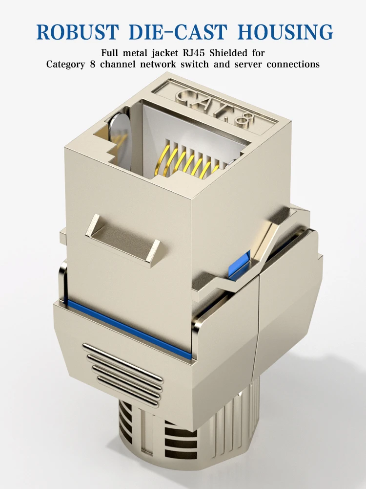 ZoeRax Cat6a Cat7 Cat8 Keystone Jack, RJ45 STP Tool-Less Type Zinc Alloy Module Shielded Keystone Jack Adapter 40 Gigabit