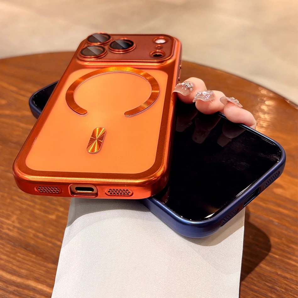 حافظة لهاتف iPhone17 فاخرة شفافة مطلية Magsafe لهاتف آيفون 17 Pro Max 17Pro Air غطاء حماية كاميرا ناعم من مادة البولي يوريثان الحراري #4