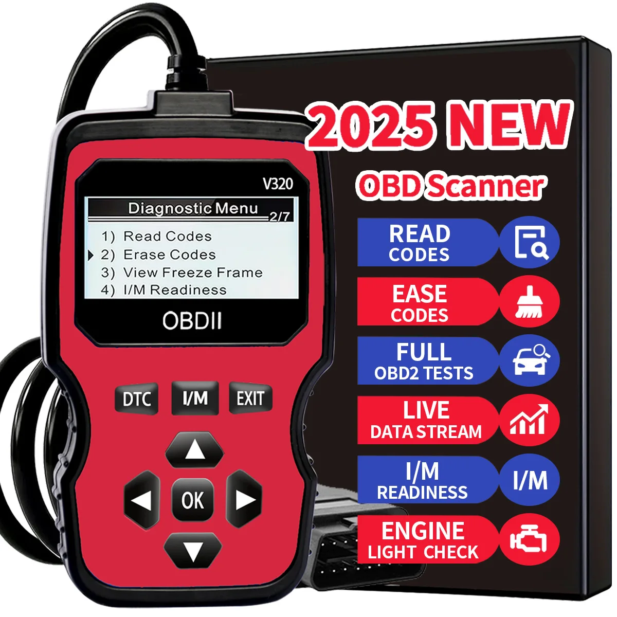 

New Diagnostic Scan Tool Professional OBD2 - Read real-time data check engine lights and clear codes - for cars and motorcycles
