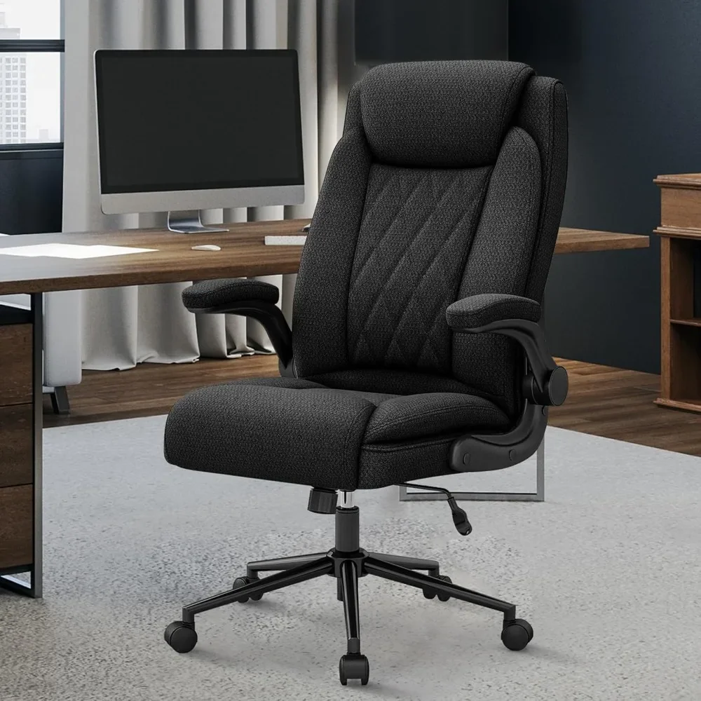 

500 Lb Heavy Duty Office Chair for Big Man, High Back Executive Office Desk Chair with 120° Tilt Rock,Chair with Flip Up Arm