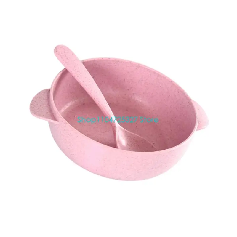 D8KF Unbreakable Wheat Fiber Bowl for Children Heatproof Kitchenware with Natural Design