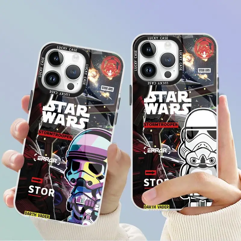 StarWars Phone Case For Apple iPhone 15 11 13 14 Pro Max 12 14 Plus 14Pro Matte Gradient Color Laser Coque